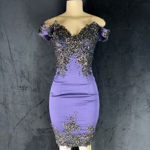 Chic Off-Shoulder Purple Mini Dress